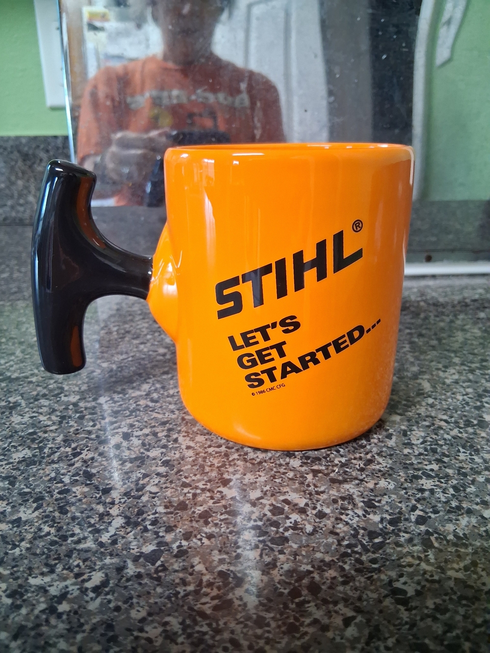 Stihl Orange Mug Black Handle - "Let's Get Started" Hubby Christmas Gift